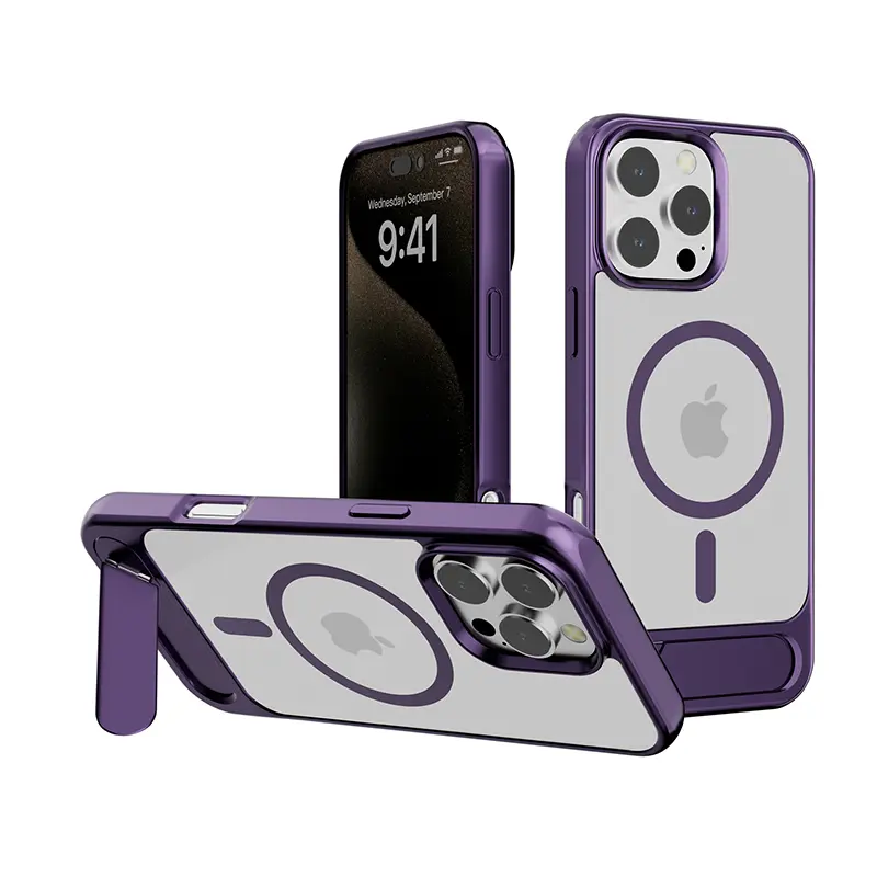 Magnetic Stand Phone Case with Foldable Alloy Kickstand
