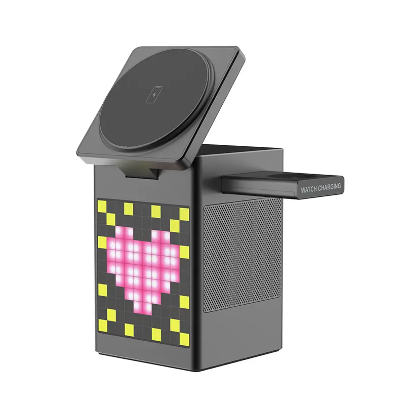 3-in-1 Wireless Charging Station with Speaker Clock