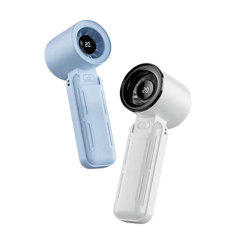 Foldable Handheld Fan with LED Display and 5 Speed Settings
