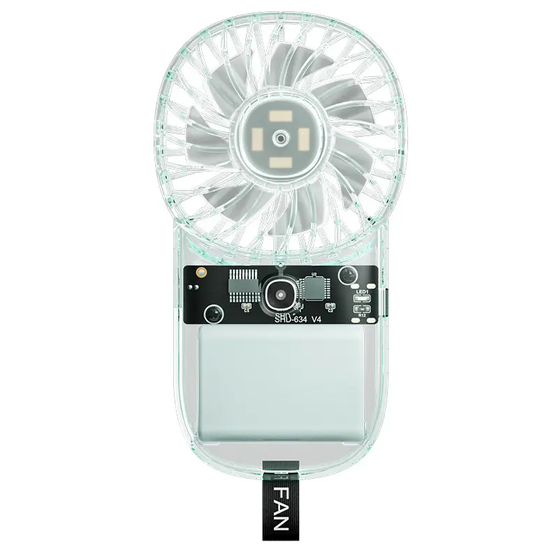 Portable Mini Transparent Card Fan with RGB Light