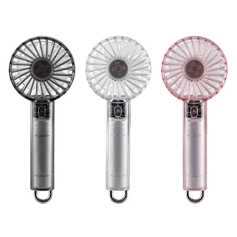 Mini Transparent Handheld Fan with Mountaineering Buckle