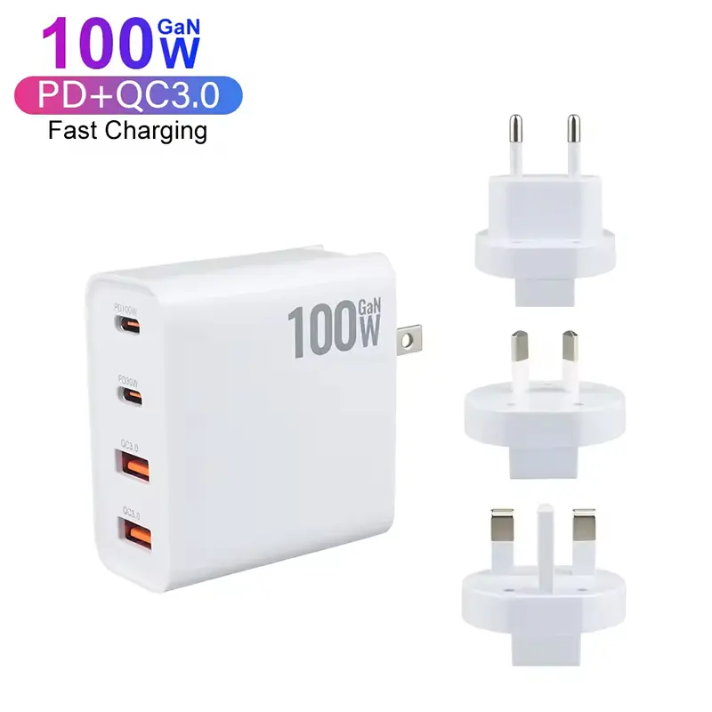 100W GaN 4-Port USB-C Fast Charger with Foldable Plug