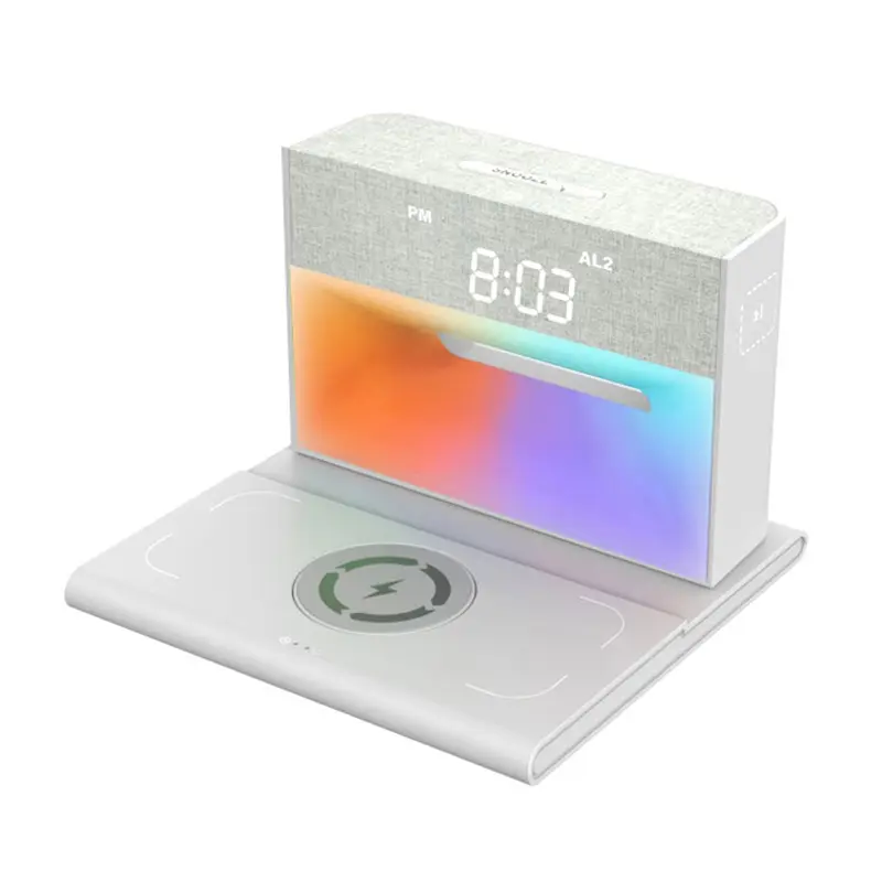 15W Magnetic Wireless Charger Speaker with Dual Alarm and RGB Light