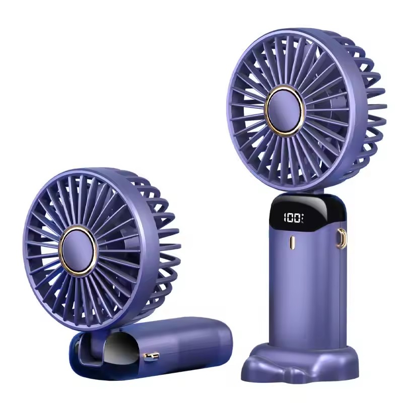 Portable Folding Digital Display Small Fan with Phone Holder