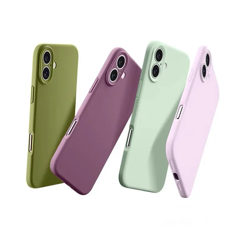 Solid Color Shock-Proof Silicone Phone Case with Lens Protection