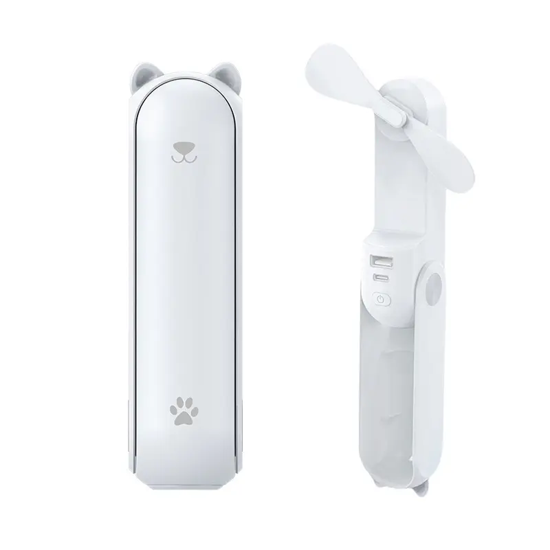 Portable Folding Fan with Soft Blades and Emergency Power Bank