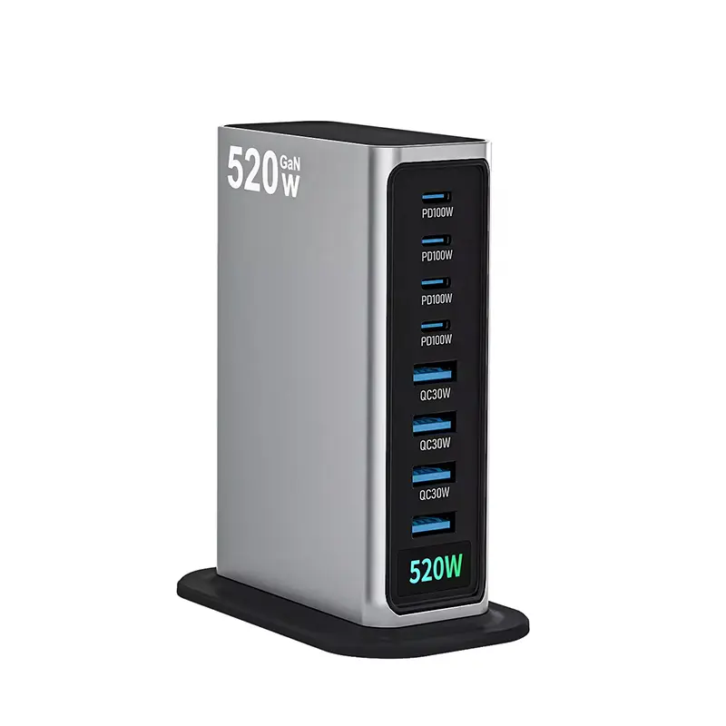 520W GaN Charging Station with 8 Ports and Power Display