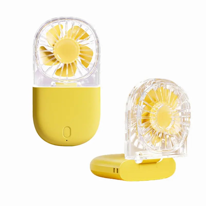 Portable USB Rechargeable Mini Transparent Folding Fan